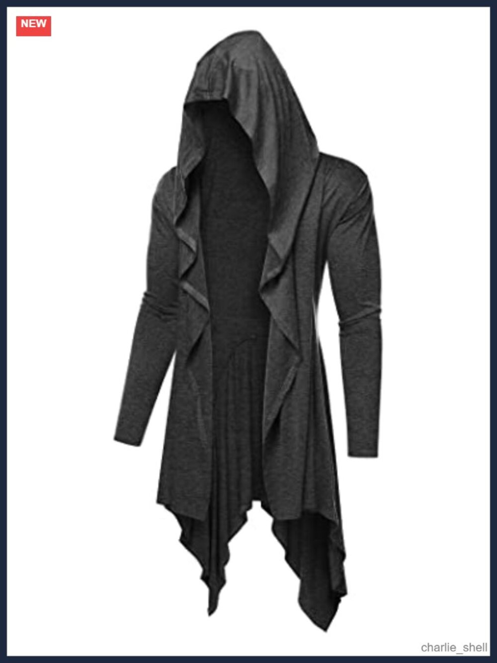 COOFANDY Long Hooded Cardigan Ruffle Shawl Collar Open Front Lightweight Drape